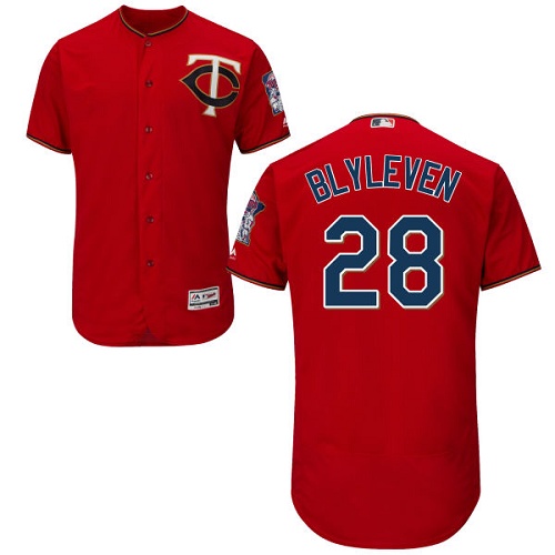 Twins #28 Bert Blyleven Red Flexbase Authentic Collection Stitched MLB Jersey - Click Image to Close